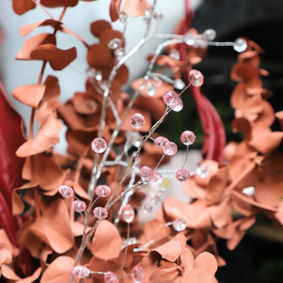 Branche de Fleurs «Pastilles Cristal» en verre - Rose