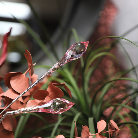 Branche de Fleurs «Cristal» en verre - Rose