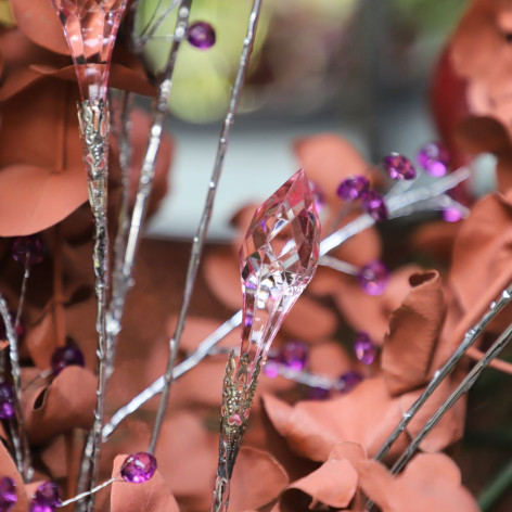 Branche de Fleurs «Cristal» en verre - Rose