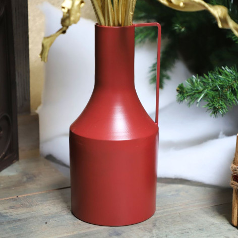 Vase rouge en métal D15xH33cm