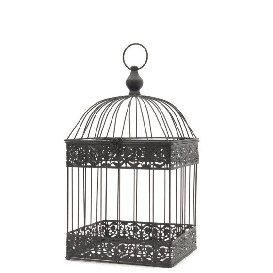 Cages bougeoir en métal gris 47 x 24 x 24 cm