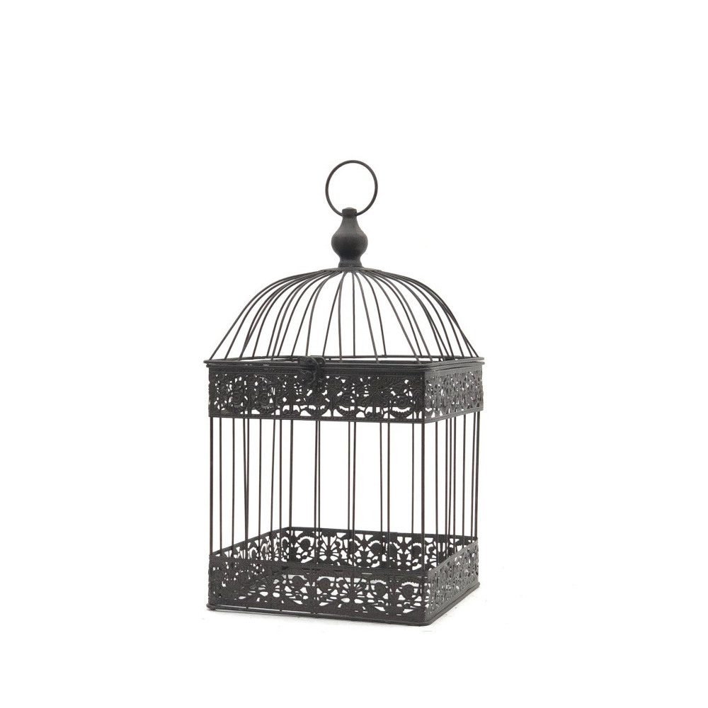 Cages bougeoir en métal gris 47 x 24 x 24 cm