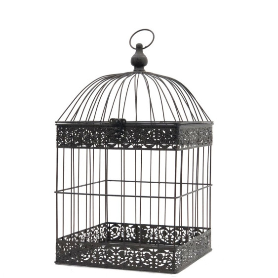 Cage bougeoir en métal marron 51 x 27 x 28 cm