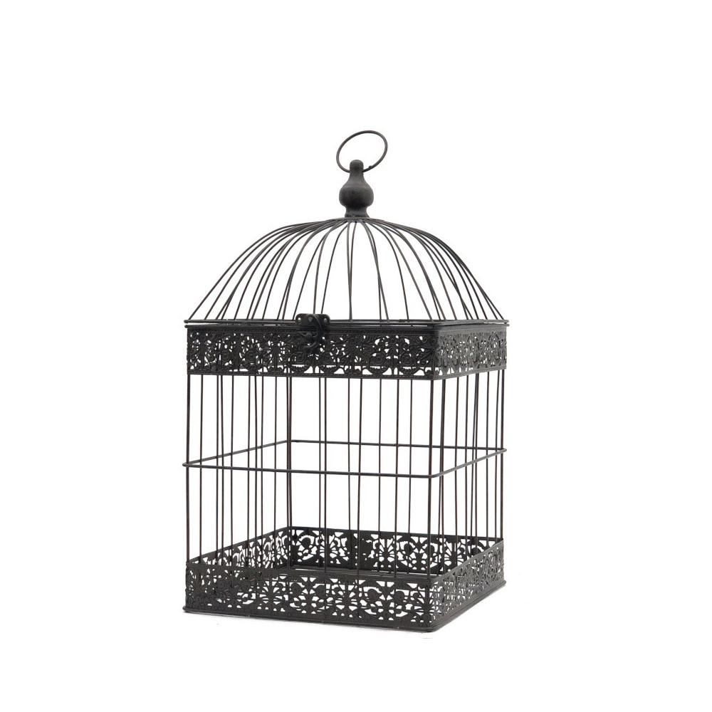 Cage bougeoir en métal marron 51 x 27 x 28 cm