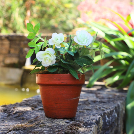 Pot de rosier artificiel blanc