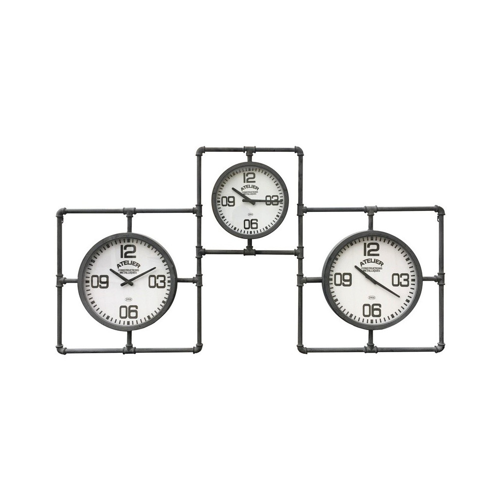 Horloge Multiple de Style Industriel Tube en Métal gris