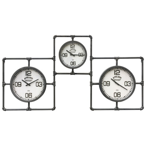 Horloge Multiple de Style Industriel Tube en Métal gris