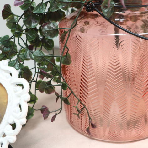 Vase "Chevron" avec anse métallique - Rose GM