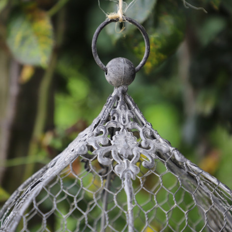 Cage à oiseaux bougeoir grillagée en métal gris 26 x 19 x 53 cm