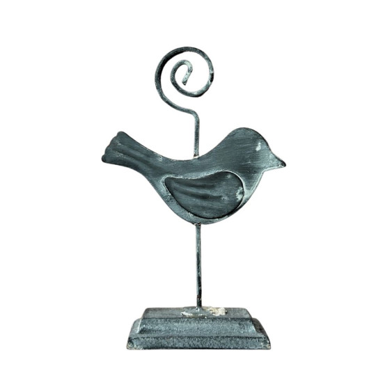 Petit oiseau en métal sur son support - 12,5 cm x 8 cm