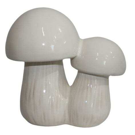 Champignons en céramique émaillée blanche 22 x 13 x 21.5 cm