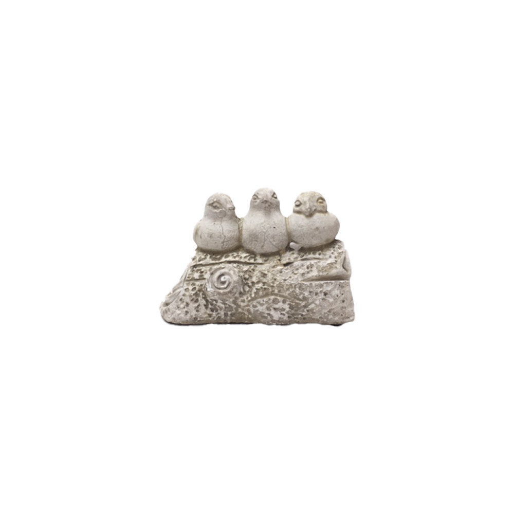 Trio d'oiseaux décoratifs sur branche en béton gris 15 x 9 x 9.5 cm