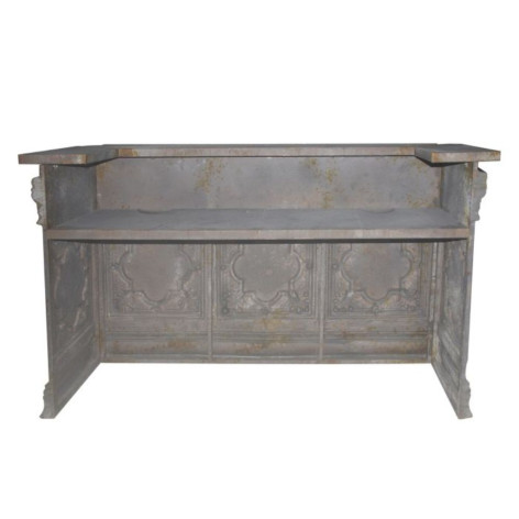 Comptoir vintage avec étagère en fer gris antique 217 x 76 x 118 cm