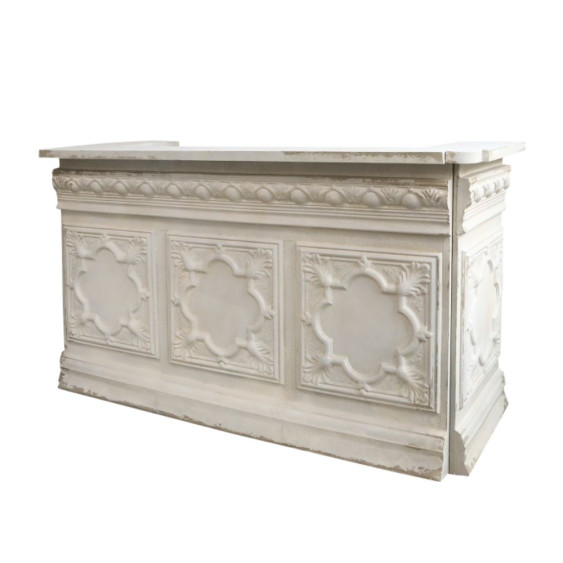 Comptoir vintage avec étagère en fer blanc crème 217 x 76 x 118 cm