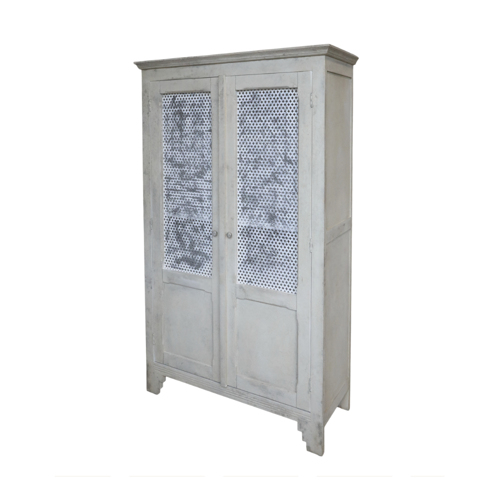 Armoire de lin en bois de pin crème antique 113 x 44.5 x 184 cm