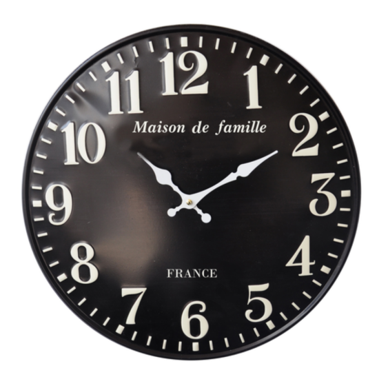 Horloge en métal - «Maison de famille» Noir