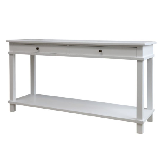 Table de service desserte en bois de peuplier blanc 158 x 44 x 81 cm