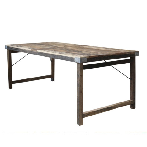 Table antique en bois recyclé marron 200 x 100 x 78 cm