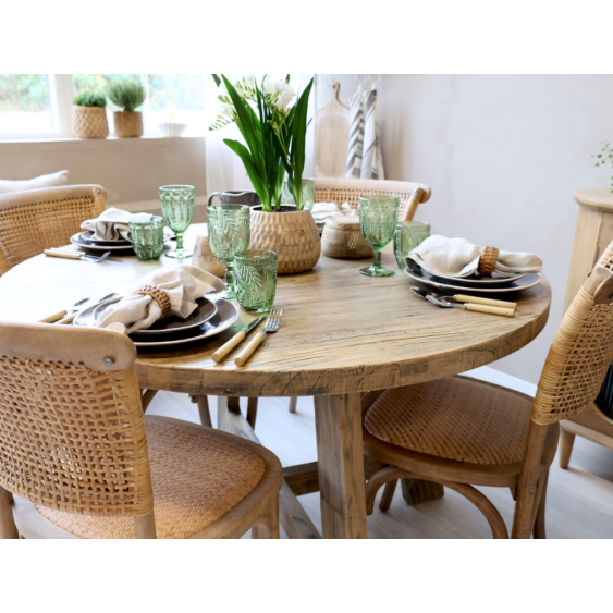 Table à manger en bois recyclé marron Ø.120 x Ht.76 cm