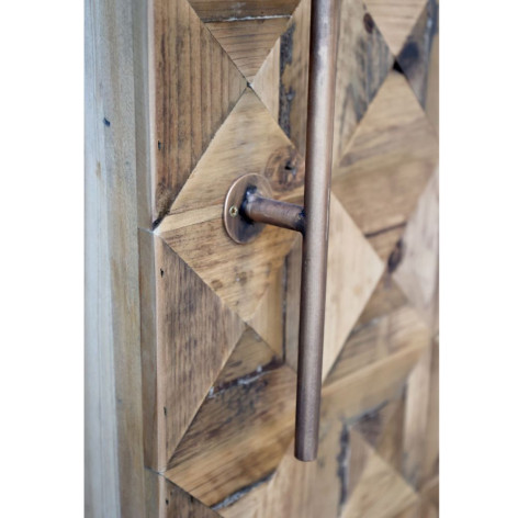 Armoire de bar cave desserte 2 portes en bois de sapin recyclé 64.5 x 45 x 146.5 cm