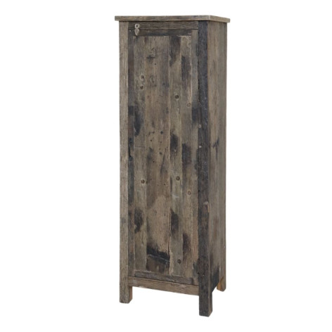 Armoire antique 1 porte en bois recyclé marron 53 x 40 x 160 cm