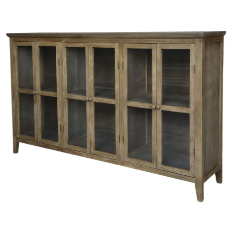 Armoire vitrine 6 portes en bois de pin marron en verre 177 x 40 x 103 cm