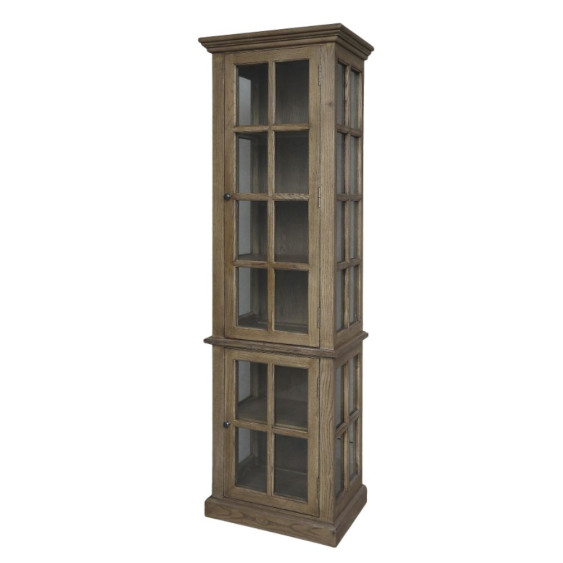 Armoire vitrine en bois de peuplier marron et verre 60 x 40 x 196 cm