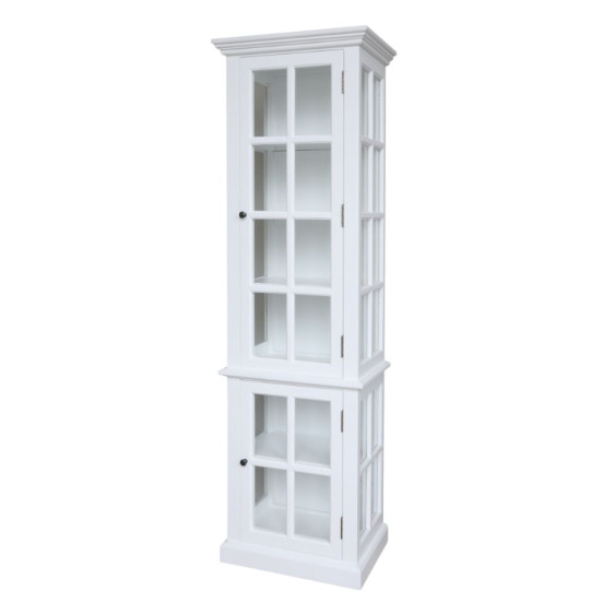 Armoire vitrine en bois de peuplier blanc et verre 60 x 40 x 196 cm