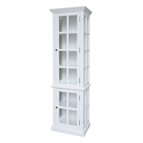 Armoire vitrine en bois de peuplier blanc et verre 60 x 40 x 196 cm