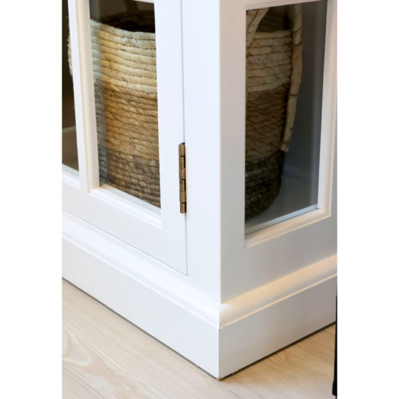 Armoire vitrine en bois de peuplier blanc et verre 60 x 40 x 196 cm