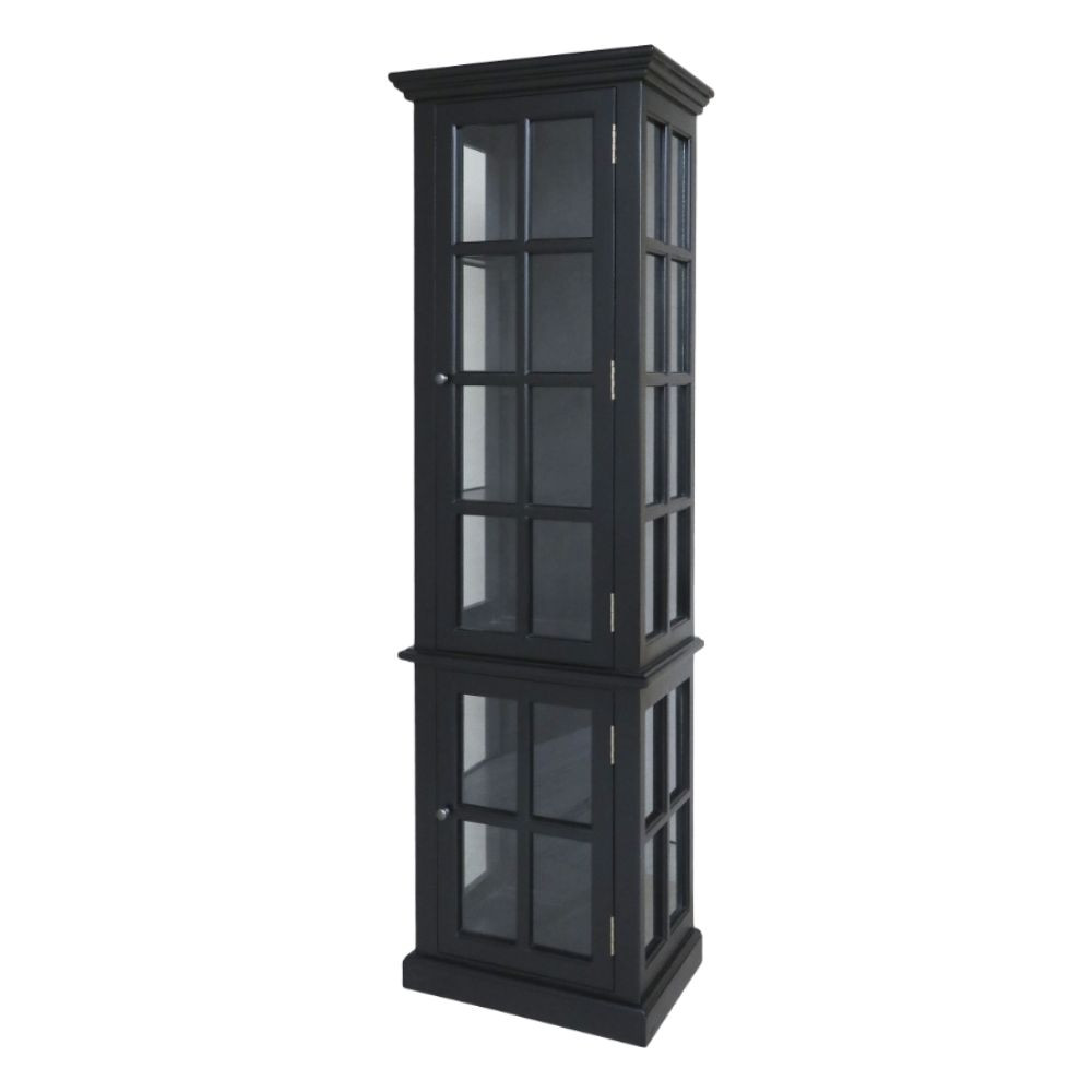 Armoire vitrine en bois de peuplier noir et verre 60 x 40 x 196 cm