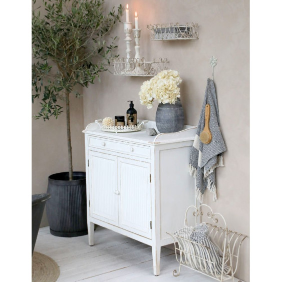 Meuble d'appoint buffet en bois blanc antique 83 x 41 x 91.5 cm