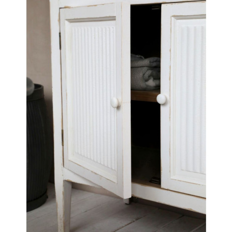 Meuble d'appoint buffet en bois blanc antique 83 x 41 x 91.5 cm