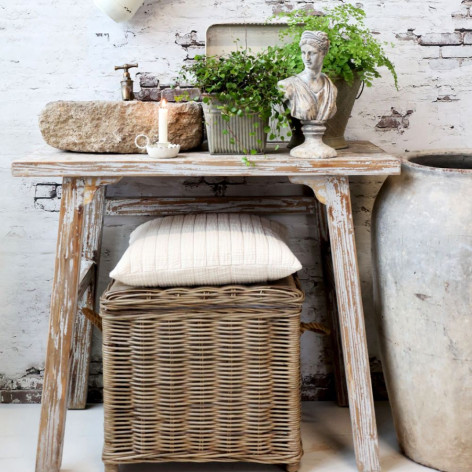 Table console en bois de pin gris antique 90 x 45 x 75 cm