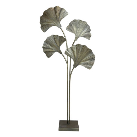 Lampadaire 4 feuilles ginko en métal laiton antique 65 x 25 x 150 cm