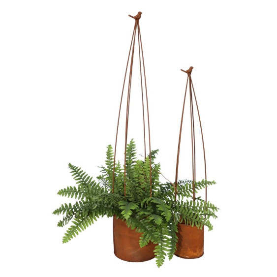 Set de 2 cache-pots en métal rouillé  Ø.21 x Ht.105 cm / Ø.15 x Ht.83 cm