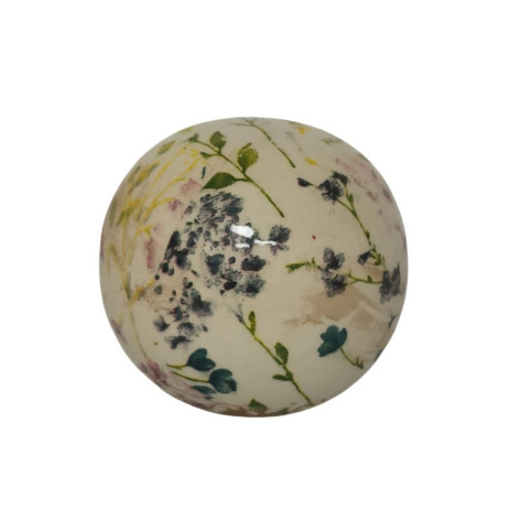 Boule décorative "Fleurs Mauve" en céramique Ø.9,5 cm