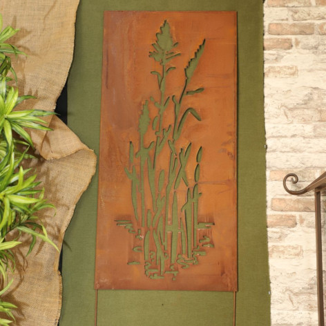 Plaque décorative de jardin en métal rouillé L.48 x Ht.100 cm