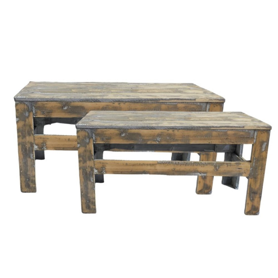 Set de 2 tables en bois grisâtre