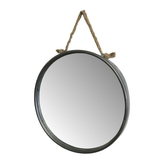 Miroir mural en métal et corde gris Ø.36 cm