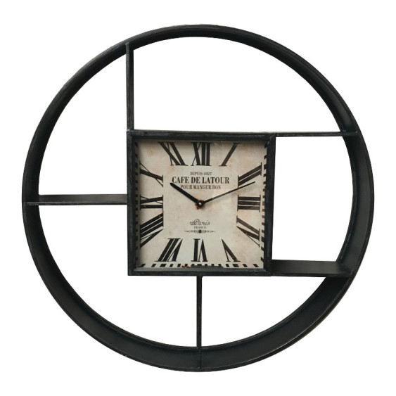 Etagère ronde avec horloge centrale carrée