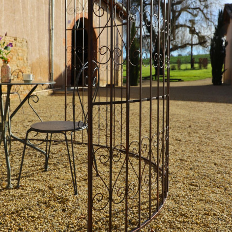 Gloriette pergola tonnelle kiosque de jardin en fer marron 300x368 cm