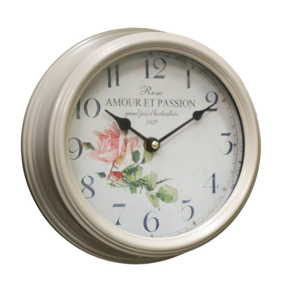 Horloge en métal gris, rose et beige Ø.22 cm