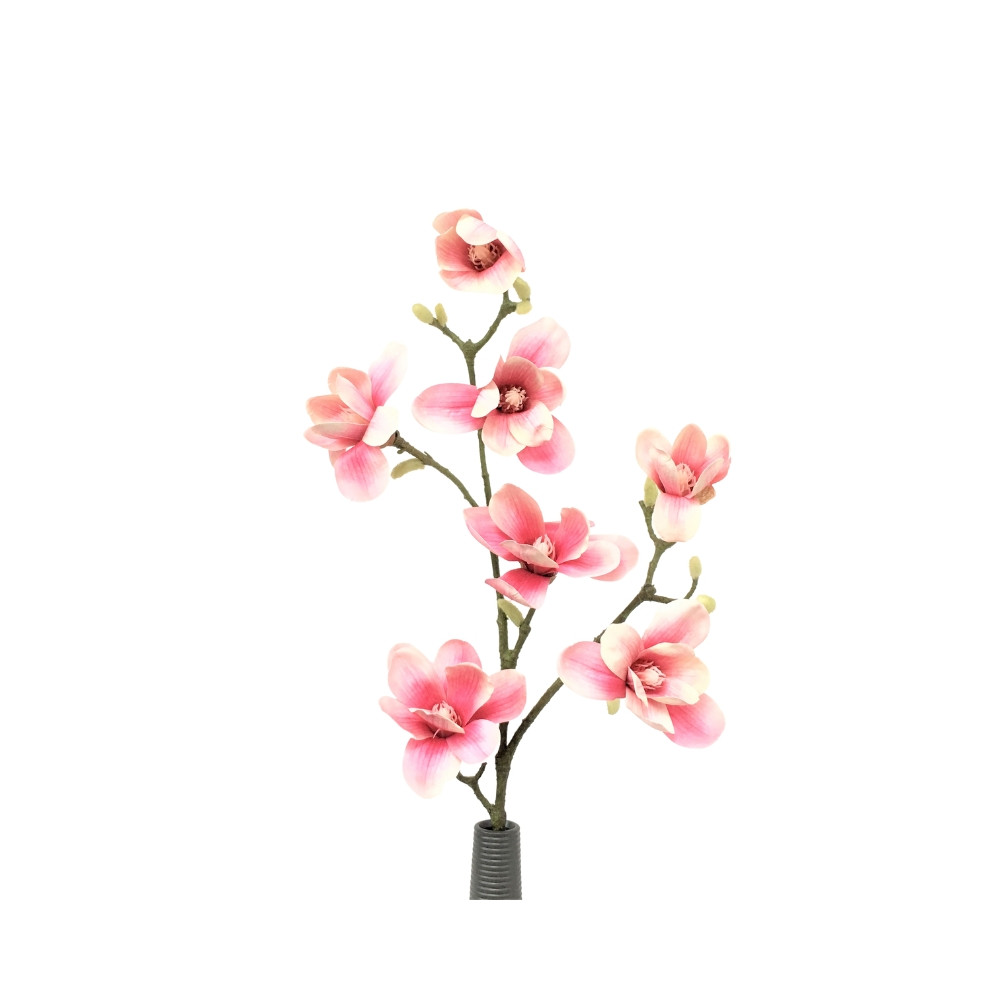 Branche de Magniolia (7 fleurs) en artificiel - Rose