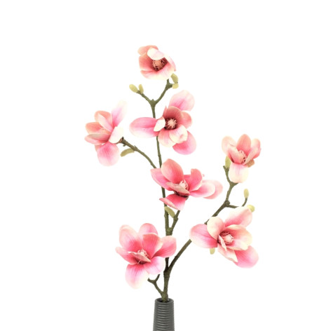 Branche de Magniolia (7 fleurs) en artificiel - Rose