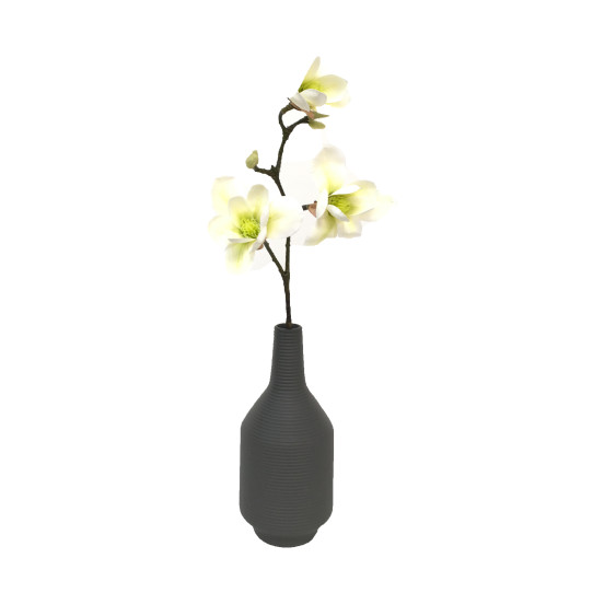 Branche de Magnolia (3 fleurs) en artificiel - Blanc / vert