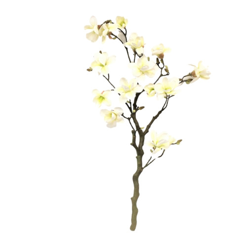 Branche de Magnolia (16 fleurs) en artificiel - Blanc / vert -