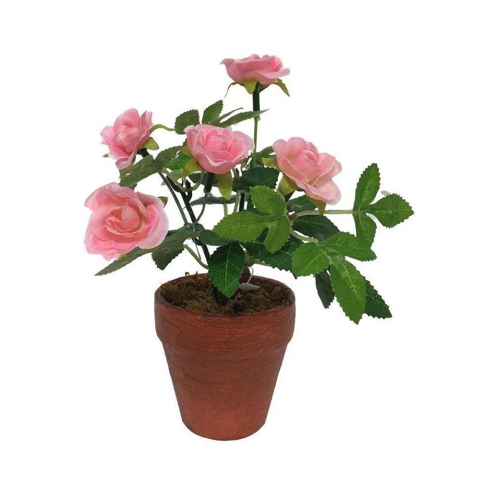 Rosier Artificiel Rose en pot de terre