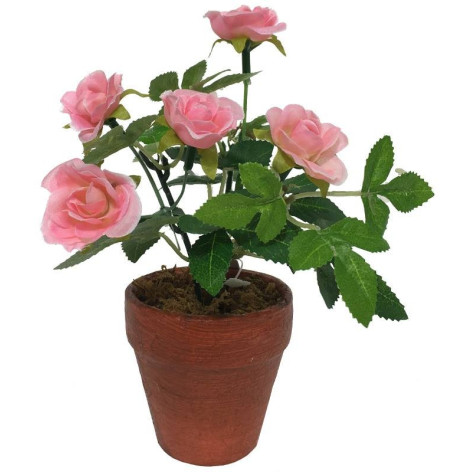 Rosier Artificiel Rose en pot de terre