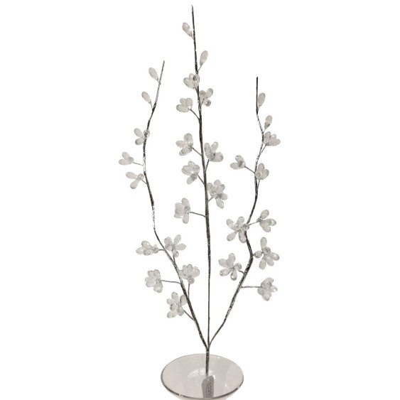 Branche de fleurs «Fleurs Cristal» en verre transparent